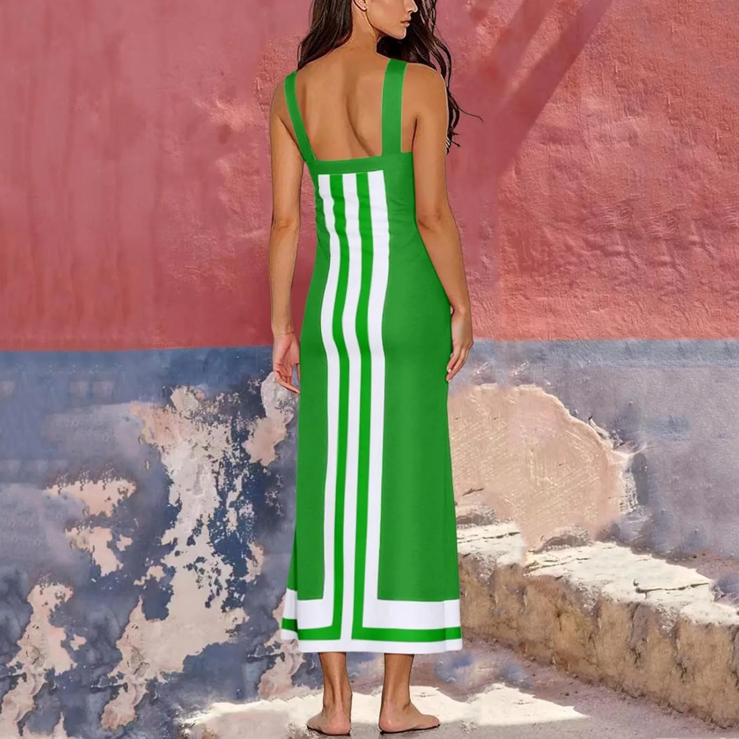 2025 Women Bohemian Floral Dress Summer Casual Color Block Maxi Beach Overall Dress Coverups