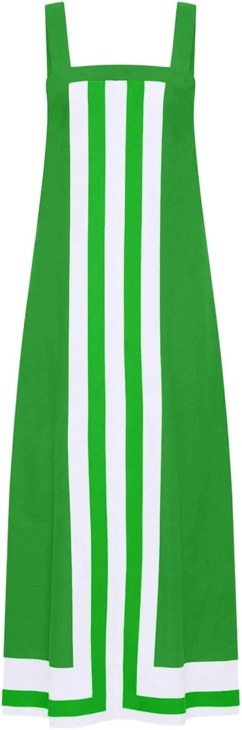 2025 Women Bohemian Floral Dress Summer Casual Color Block Maxi Beach Overall Dress Coverups