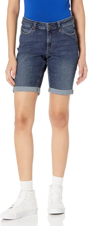 Amazon Essentials Women's Mid-Rise Slim fit Denim Bermuda Shorts with Pockets