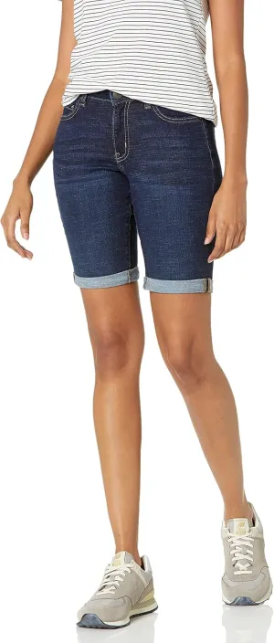 Amazon Essentials Women's Mid-Rise Slim fit Denim Bermuda Shorts with Pockets