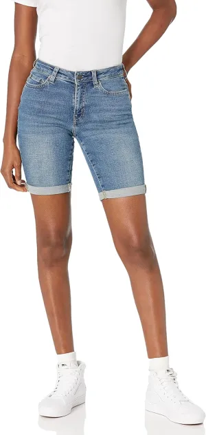 Amazon Essentials Women's Mid-Rise Slim fit Denim Bermuda Shorts with Pockets