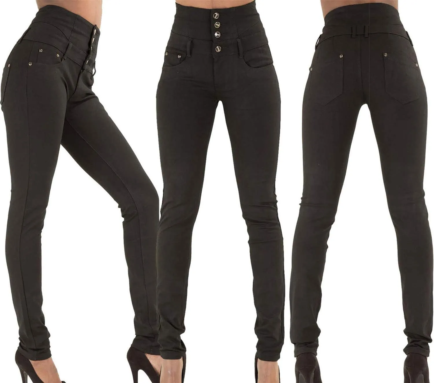 Andongnywell Women's High Waist Skinny Jeans Fashion Stretchy Slimming Pull-On Butt Lifting Denim Pants