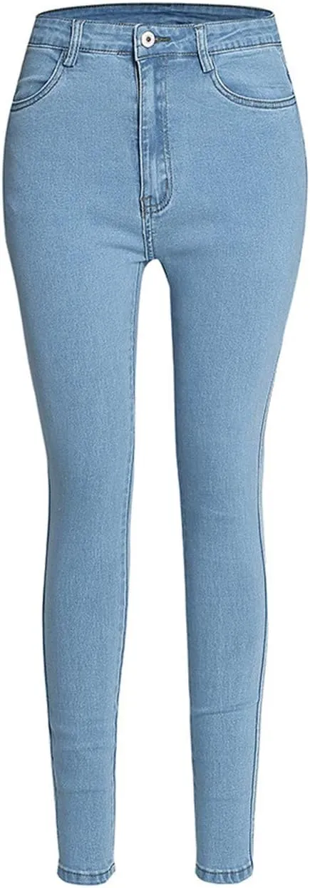 Andongnywell Womens Juniors Classic High Waist Jeans Stretch Skinny Denim Pants Cotton High Rise Push-Up Jean