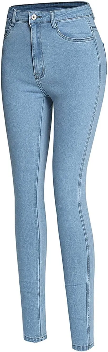Andongnywell Womens Juniors Classic High Waist Jeans Stretch Skinny Denim Pants Cotton High Rise Push-Up Jean