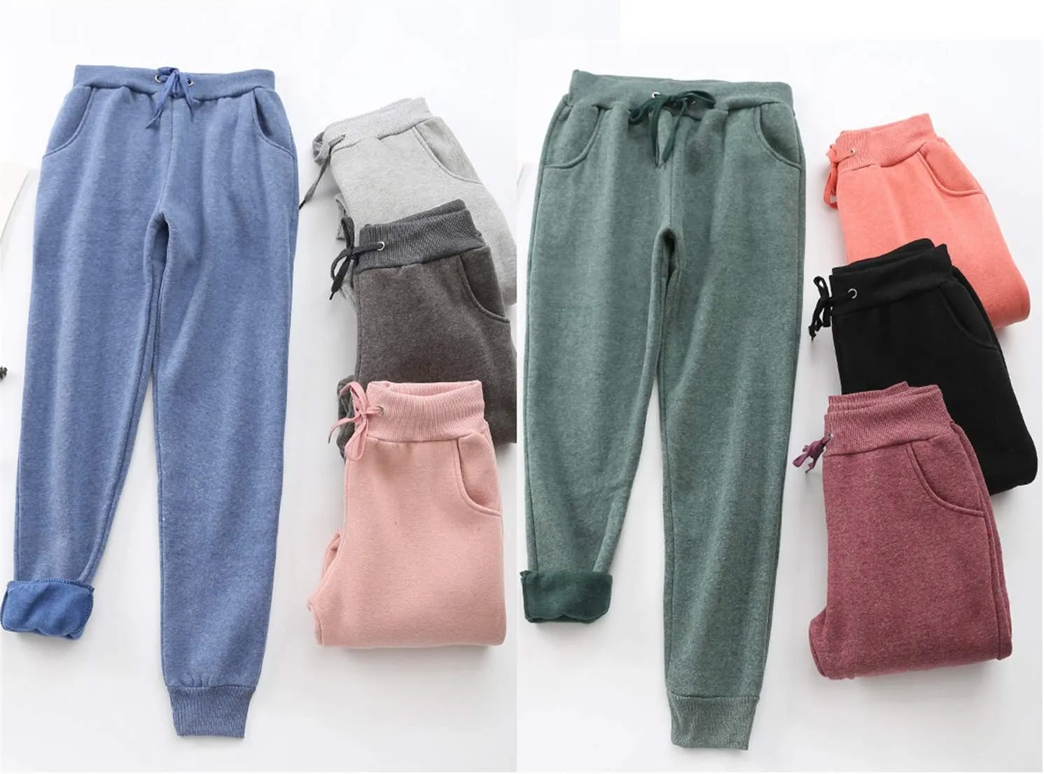 Andongnywell Women's Warm Jogger Fleece Pants Sherpa Lined Athletic Sweatpants Winter Casual Harem Sports Pants