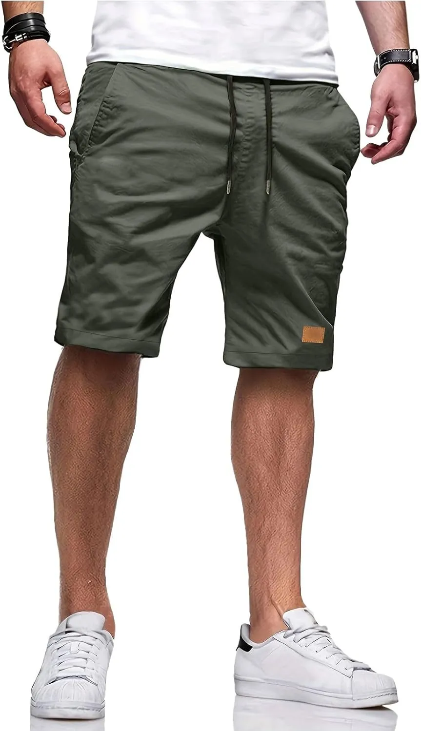 Athletic Shorts for Men Elastic Waist Stretch Casual Summer Shorts Plus Size Baggy Classic Lightweight Chino Beach Pants