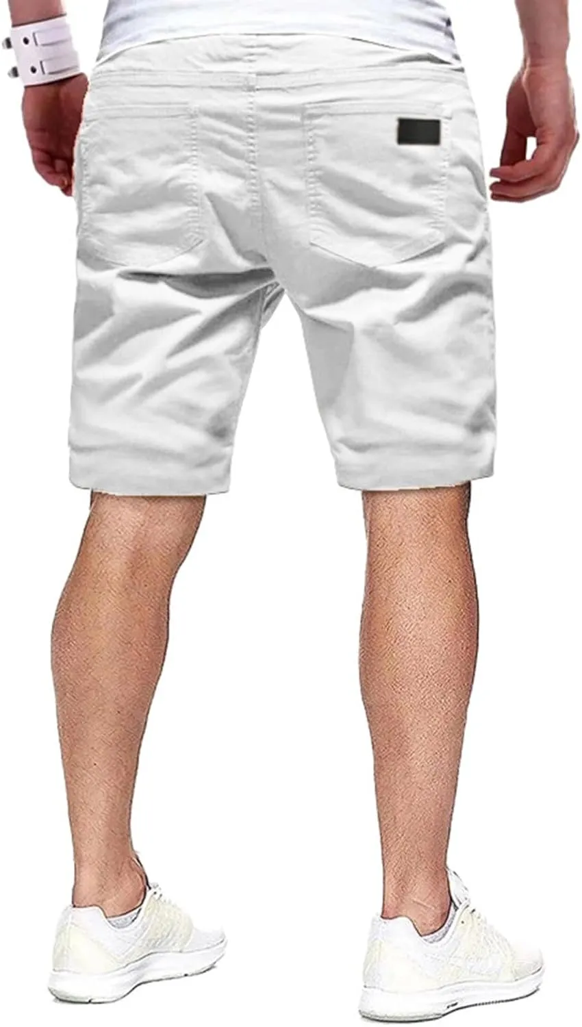 Athletic Shorts for Men Elastic Waist Stretch Casual Summer Shorts Plus Size Baggy Classic Lightweight Chino Beach Pants