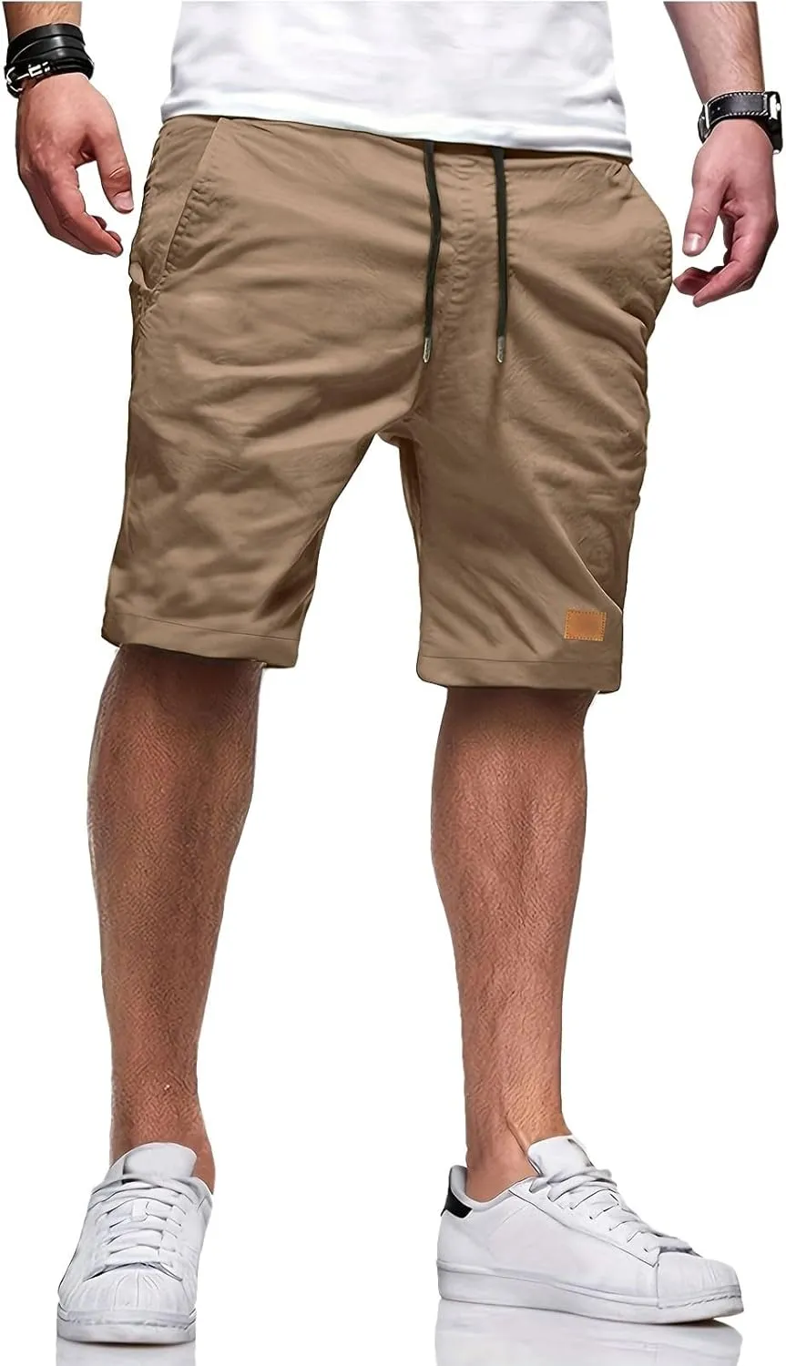 Athletic Shorts for Men Elastic Waist Stretch Casual Summer Shorts Plus Size Baggy Classic Lightweight Chino Beach Pants