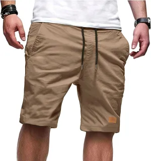 Athletic Shorts for Men Elastic Waist Stretch Casual Summer Shorts Plus Size Baggy Classic Lightweight Chino Beach Pants