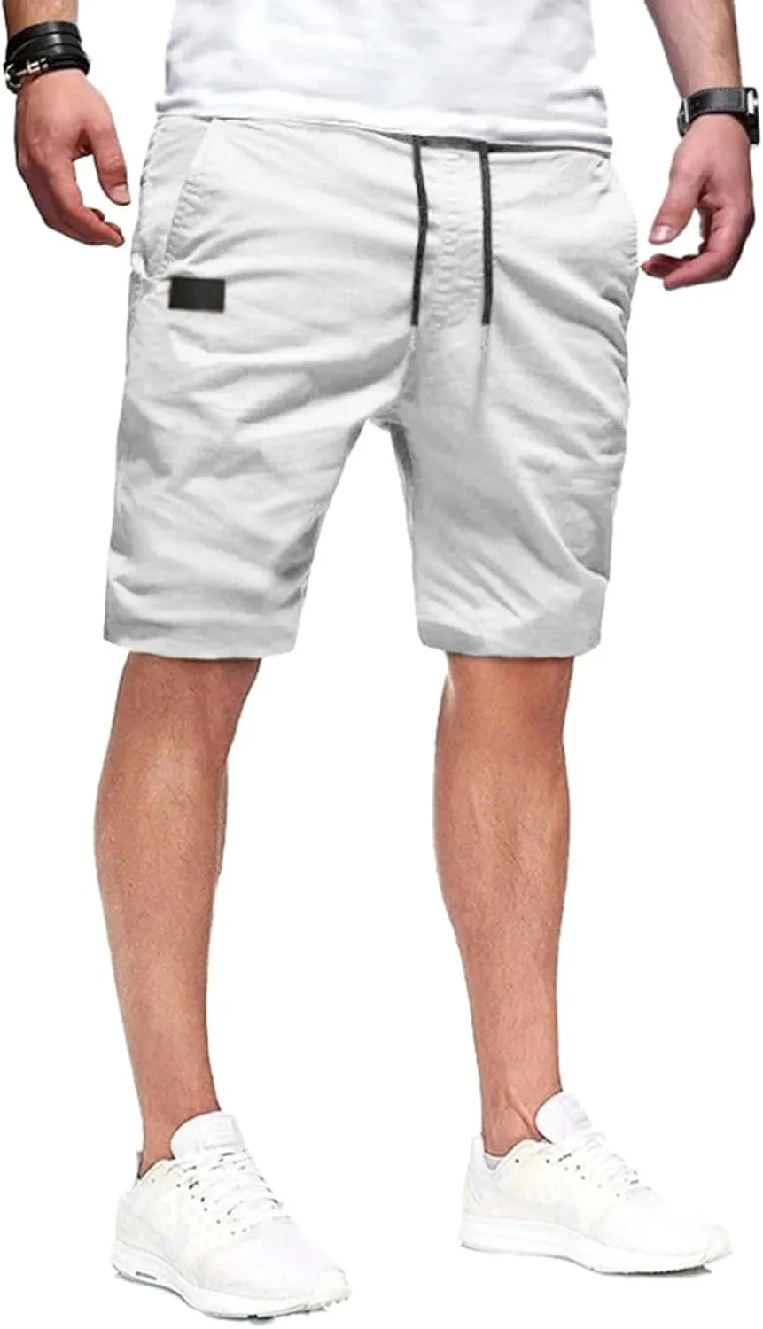 Athletic Shorts for Men Elastic Waist Stretch Casual Summer Shorts Plus Size Baggy Classic Lightweight Chino Beach Pants