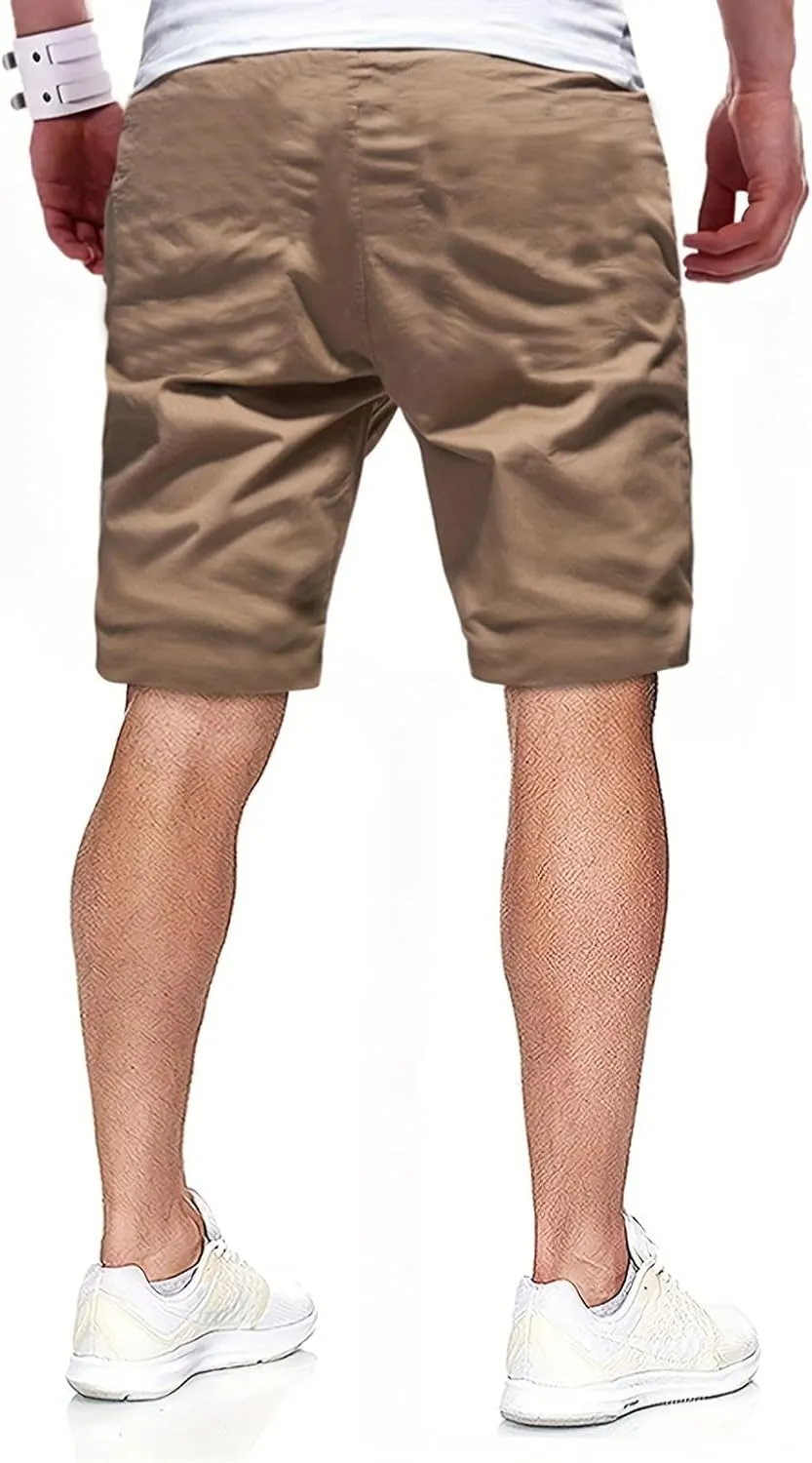 Athletic Shorts for Men Elastic Waist Stretch Casual Summer Shorts Plus Size Baggy Classic Lightweight Chino Beach Pants