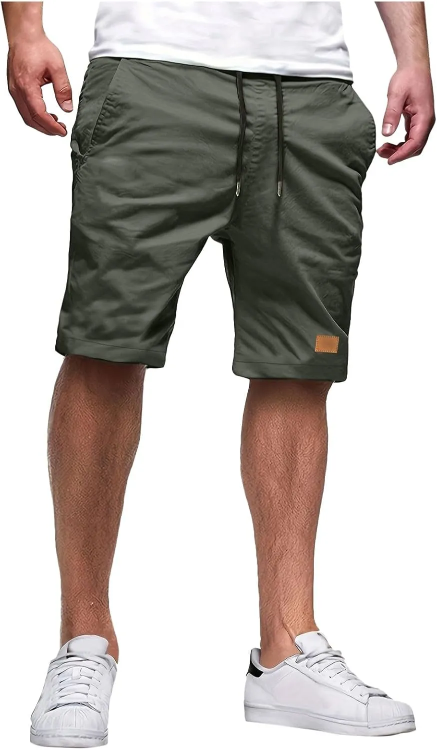 Athletic Shorts for Men Elastic Waist Stretch Casual Summer Shorts Plus Size Baggy Classic Lightweight Chino Beach Pants