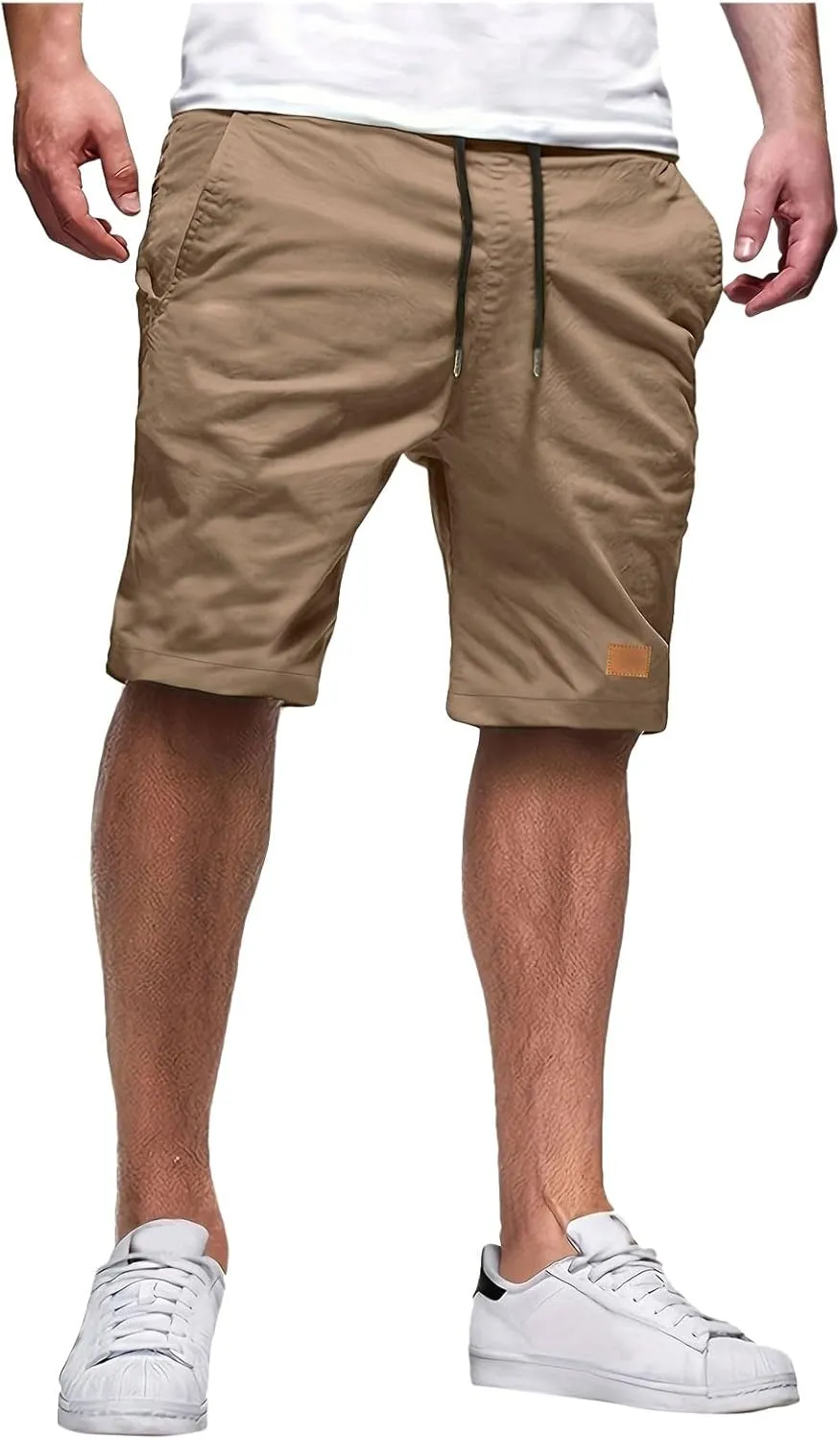 Athletic Shorts for Men Elastic Waist Stretch Casual Summer Shorts Plus Size Baggy Classic Lightweight Chino Beach Pants