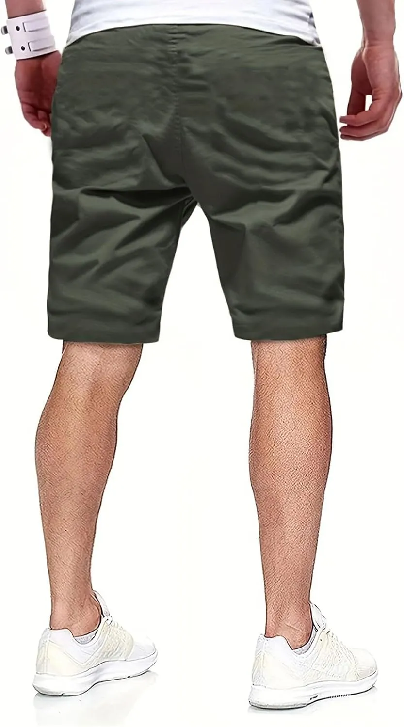 Athletic Shorts for Men Elastic Waist Stretch Casual Summer Shorts Plus Size Baggy Classic Lightweight Chino Beach Pants