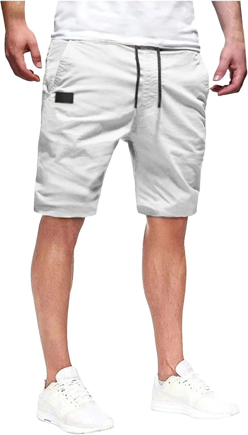 Athletic Shorts for Men Elastic Waist Stretch Casual Summer Shorts Plus Size Baggy Classic Lightweight Chino Beach Pants