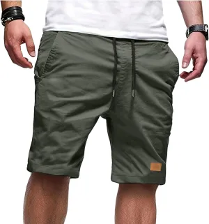 Athletic Shorts for Men Elastic Waist Stretch Casual Summer Shorts Plus Size Baggy Classic Lightweight Chino Beach Pants