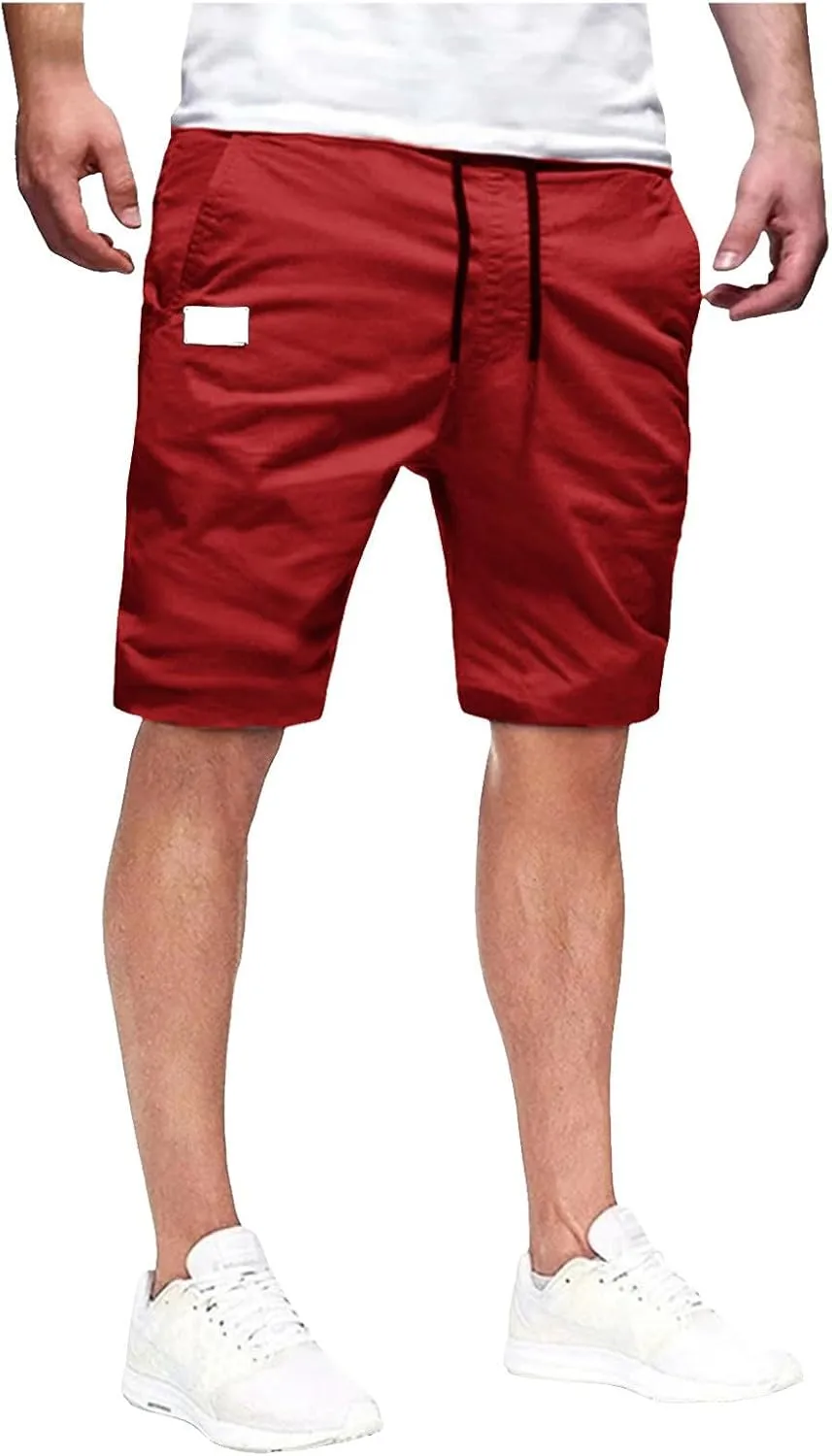 Athletic Shorts for Men Elastic Waist Stretch Casual Summer Shorts Plus Size Classic Lightweight Baggy Chino Beach Pants