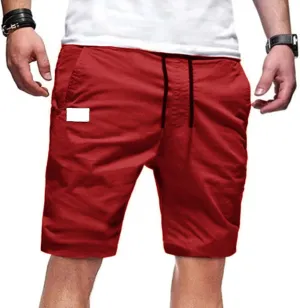 Athletic Shorts for Men Elastic Waist Stretch Casual Summer Shorts Plus Size Classic Lightweight Baggy Chino Beach Pants