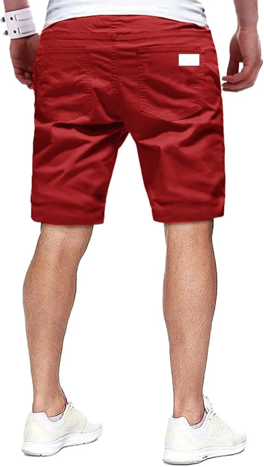 Athletic Shorts for Men Elastic Waist Stretch Casual Summer Shorts Plus Size Classic Lightweight Baggy Chino Beach Pants