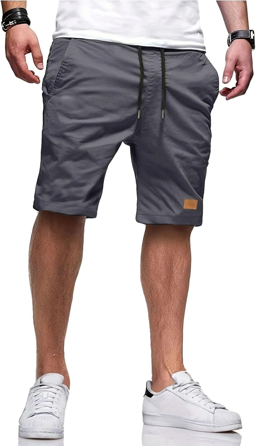 Athletic Shorts for Men Elastic Waist Stretch Casual Summer Shorts Plus Size Classic Lightweight Baggy Chino Beach Pants