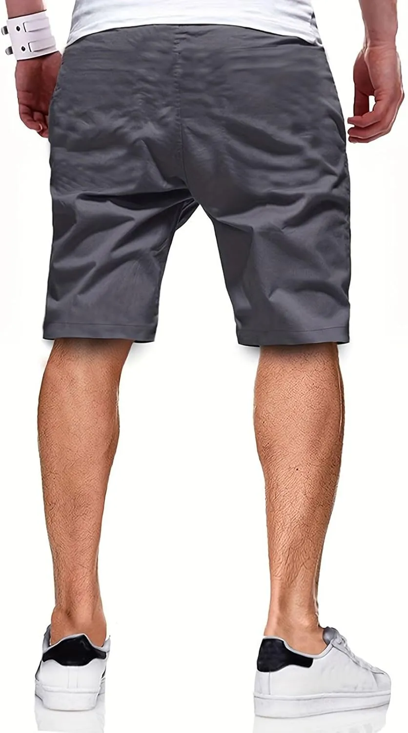 Athletic Shorts for Men Elastic Waist Stretch Casual Summer Shorts Plus Size Classic Lightweight Baggy Chino Beach Pants