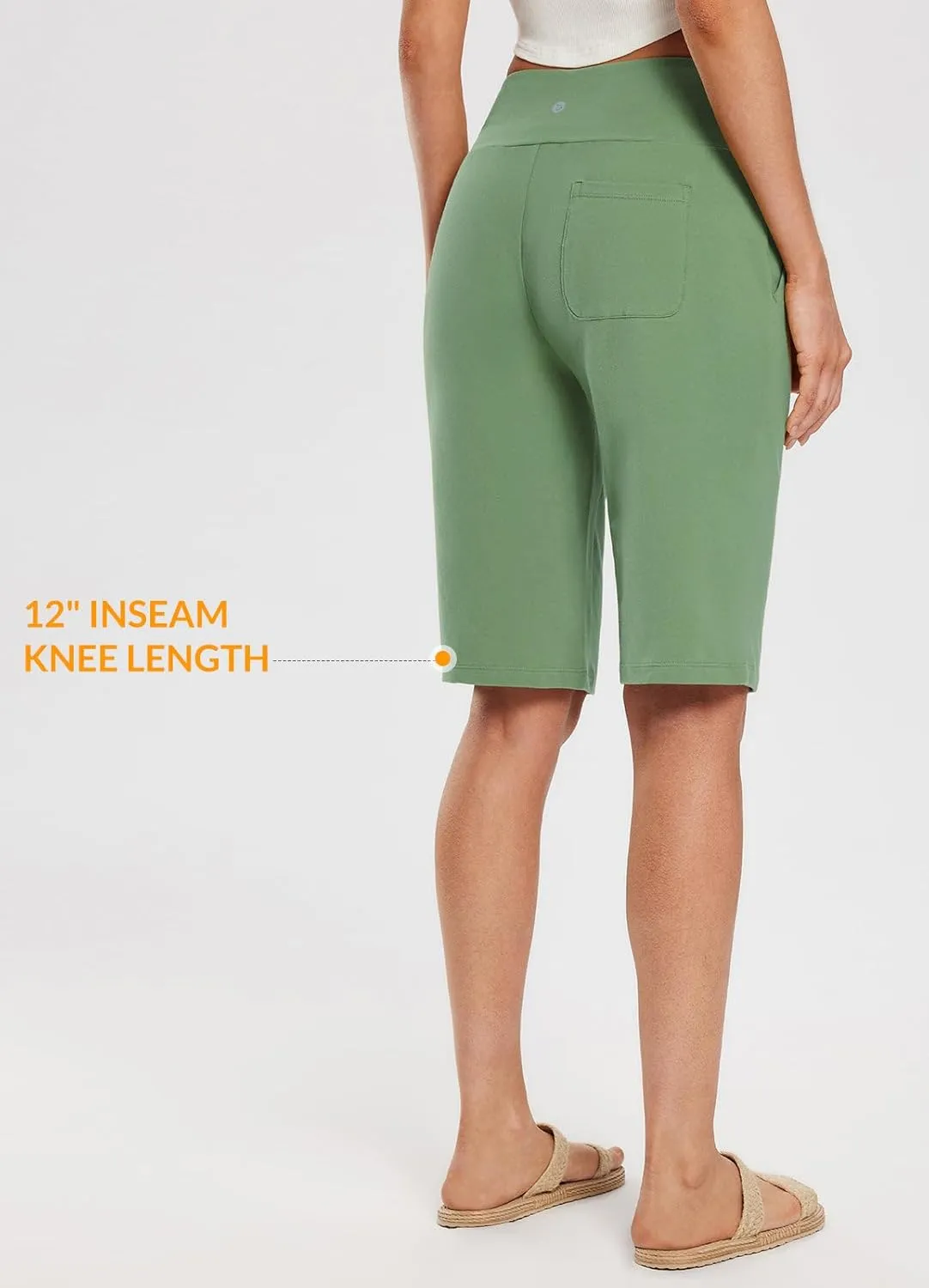 baleaf Womens 12" Long Bermuda Shorts Knee Length Cotton Athletic Shorts Sweat Casual Lounge Walking Summer