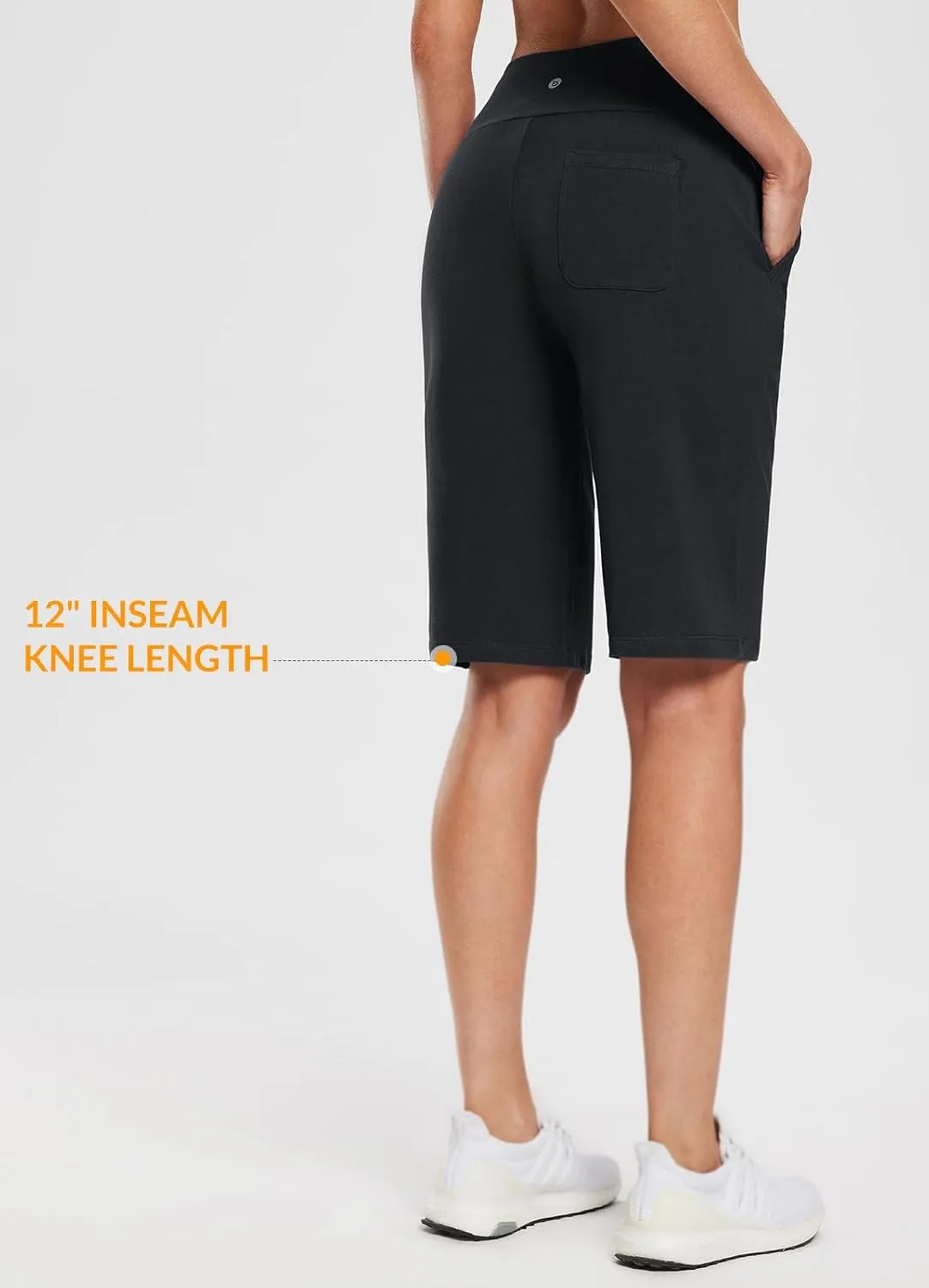 baleaf Womens 12" Long Bermuda Shorts Knee Length Cotton Athletic Shorts Sweat Casual Lounge Walking Summer