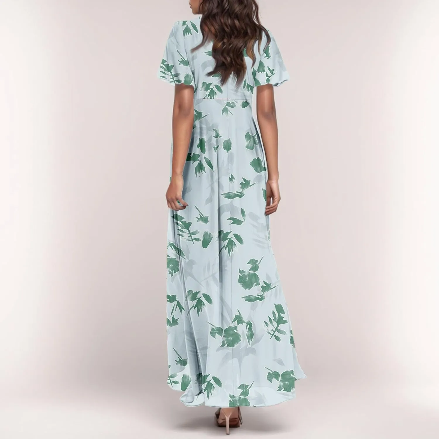 Boho Dresses for Women 2025 Maxi Dress Formal Summer Smocked Floral Dress Plus Size Ruffle Sleeve Chiffon Dresses