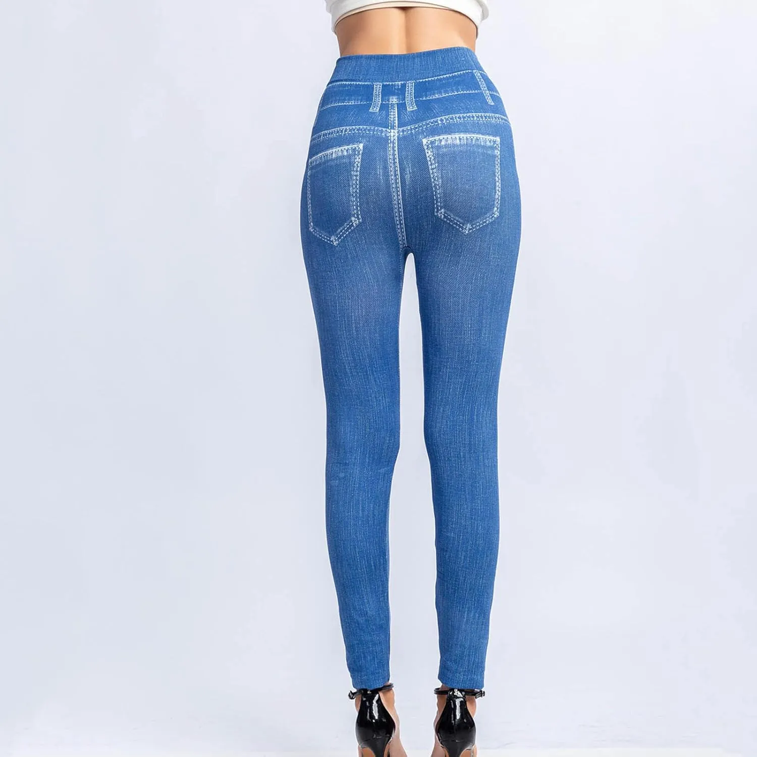 Borniu Women's Denim Legging Hight Waisted Stretch Ripped Skinny Jeans Slim Fit Pencil Pants Distressed Denim Pants