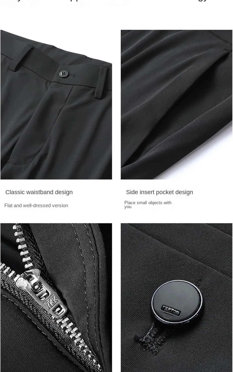 Caloset Cargo Stretch Pants Mens Slim Fit Ice Silk Stretch Expandable Waist Dress Pant Business Casual Golf Formal Wear