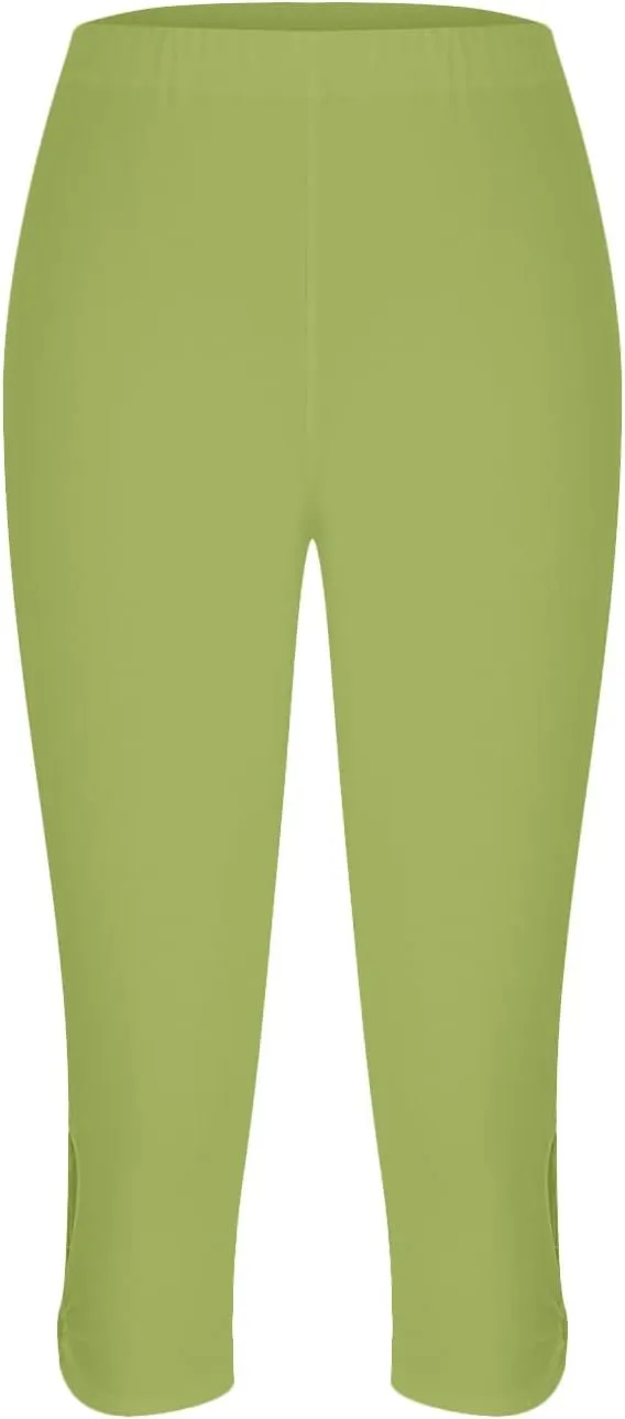 Capri Leggings for Women 2025 Summer Lace Stitching Beach Pants Elastic High Waisted Stretch Soft Cropped Trousers
