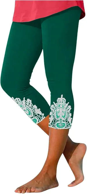 Capri Leggings for Women Tummy Control Knee Length Cropped Pants Casual Solid Cutout Yoga Short Solid Lounge Pajams