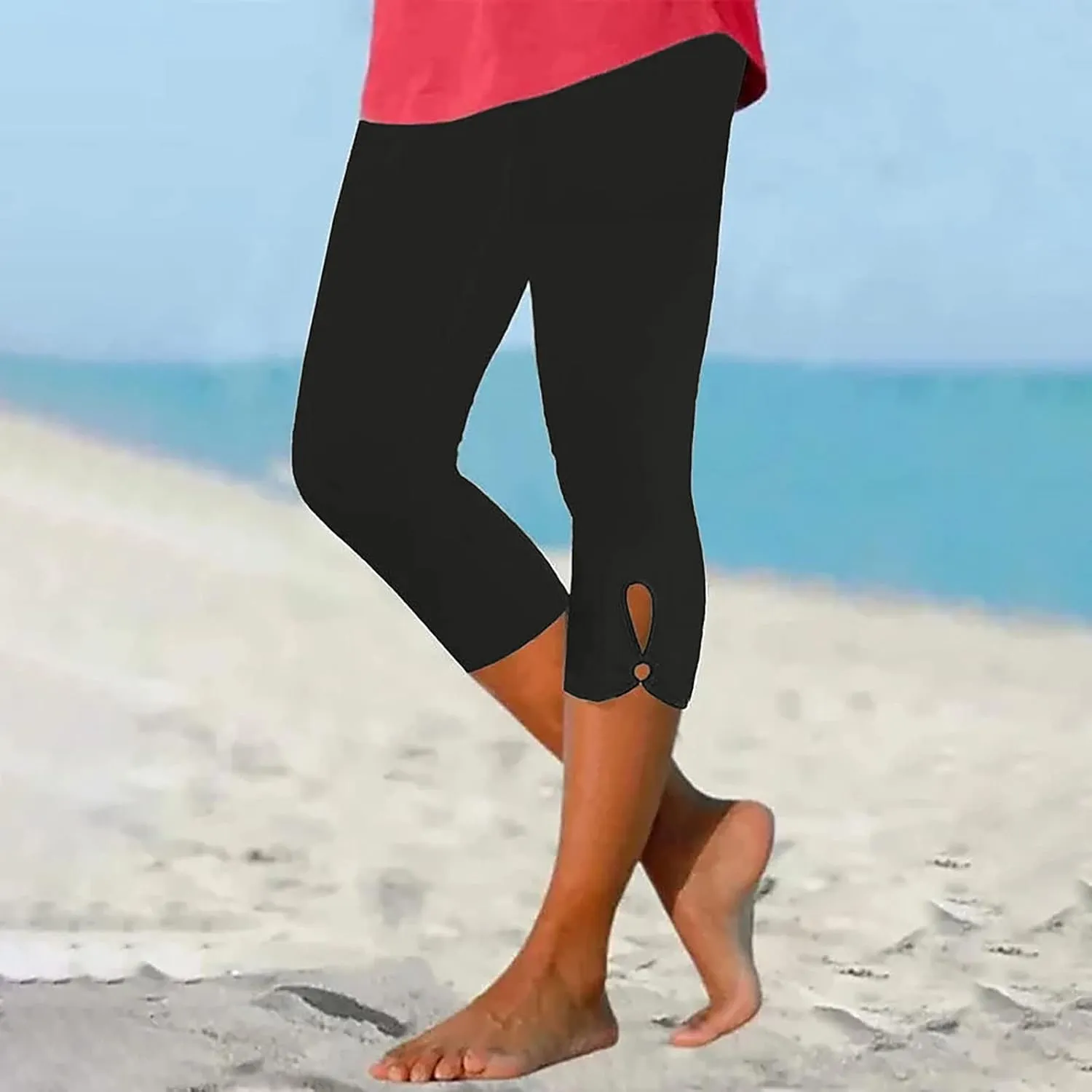 Capri Yoga Leggings for Women Summer 2025 Breathable Comfy Stretchy High Waist Workout Compression Cropped Jogger Pant