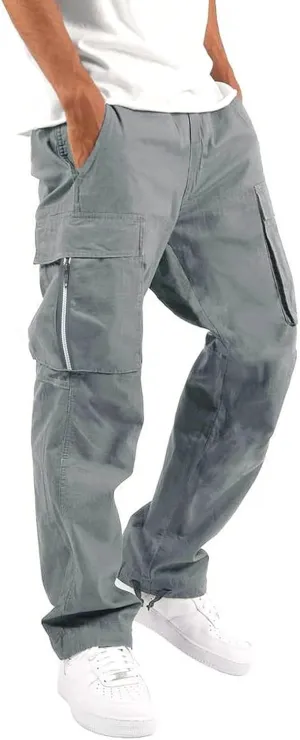 Cargo Pants Waist Color Sports Hat Multi Woven Pocket Foot Rope Solid Hiking Outdoor Track Jogging Sweatpants Pants