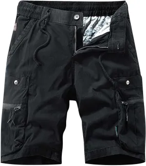 Cargo Shorts for Men Cotton Plus Size Stretch Comfy Sweat Short Drawstring Baggy Multiple Pockets Workwear Shorts