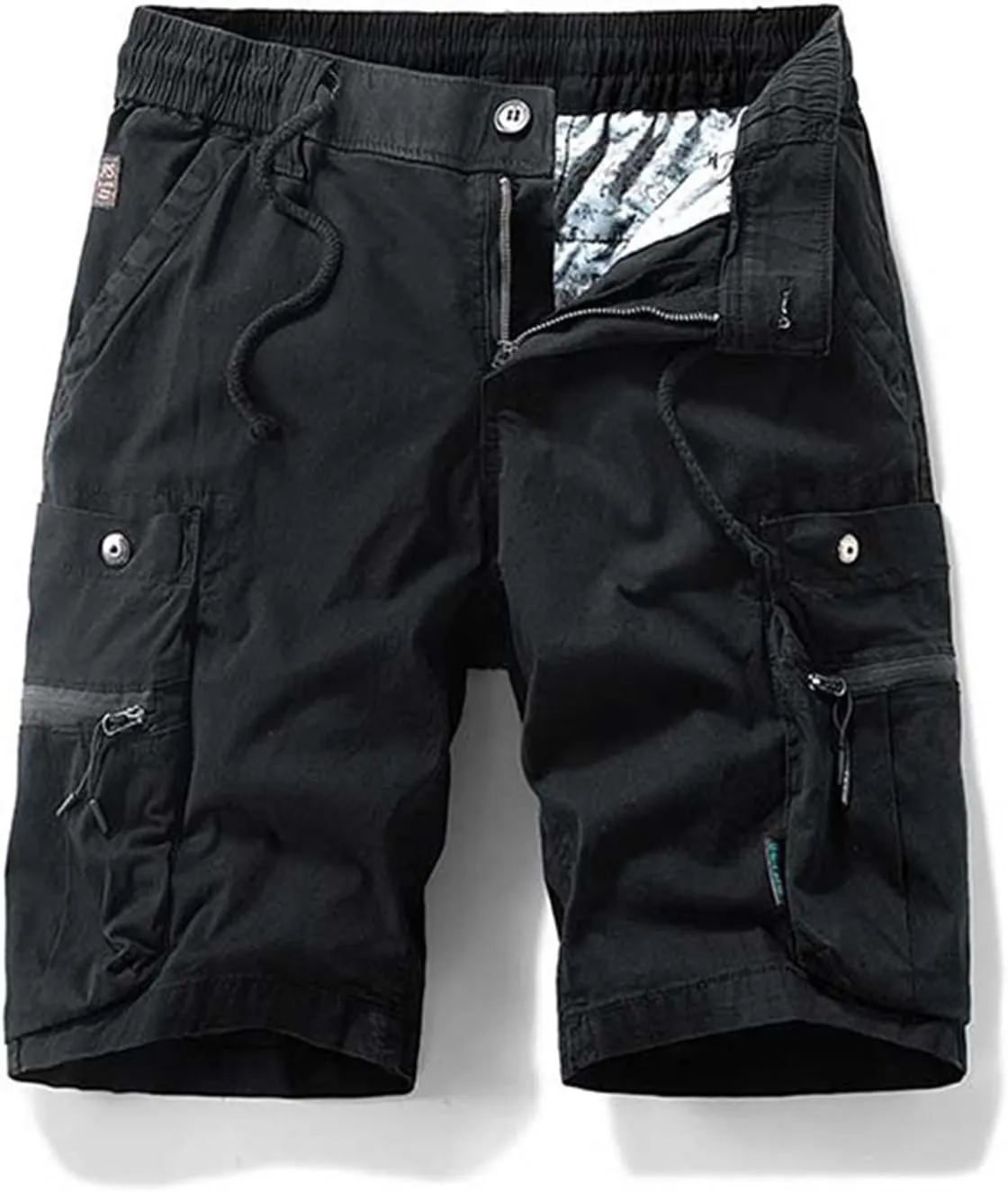 Cargo Shorts for Men Cotton Plus Size Stretch Comfy Sweat Short Drawstring Baggy Multiple Pockets Workwear Shorts