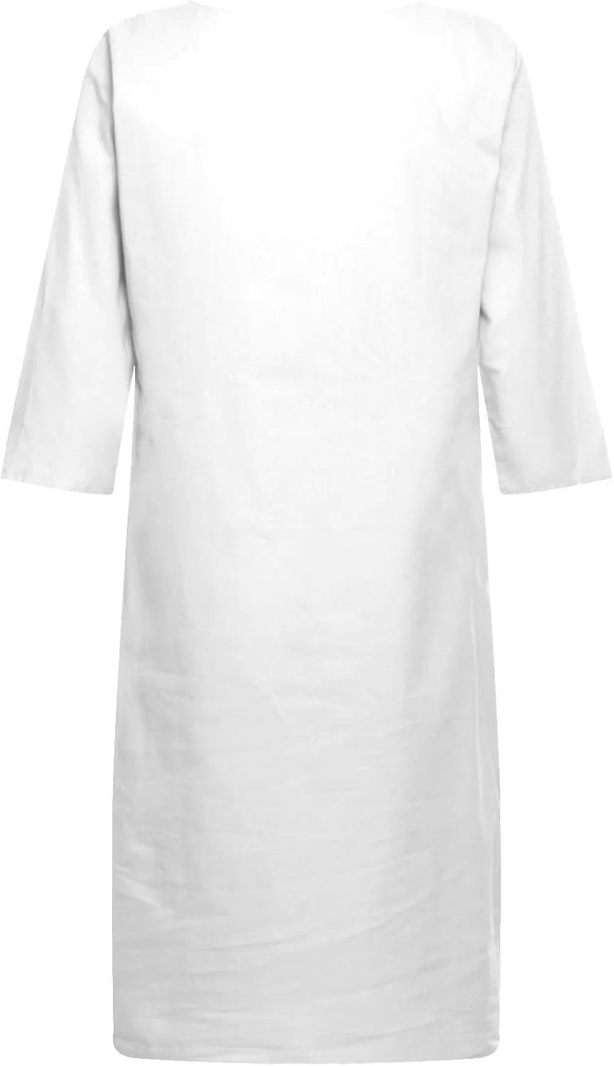 Casual Dresses for Women Cotton Linen V-Neck Half Sleeve Short Summer Dresses Elegant Solid Vintage Womens Dresses