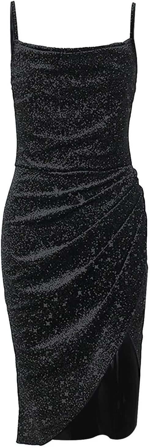 Cocktail Dresses for Women,2024 Summer Elegant Sexy Bodycon V Neck Party Dress,Trendy Ruched Slit Hem Formal Dress