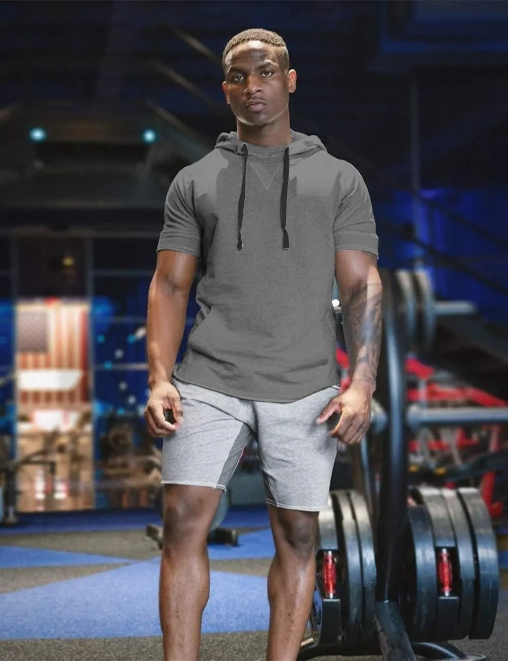 COOFANDY Men's Short Sleeve Hoodie Workout Gym Sweatshirt Muscle Fit Fashion Athletic Hoodies Pullover Cotton Hooded T-Shirts
