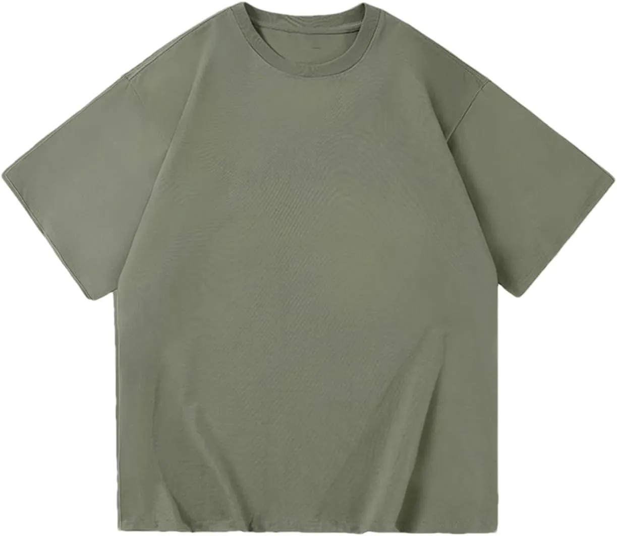 Cotton Shirts Men's Oversized Drop-Shoulder Streetwear Solid Color T-Shirt