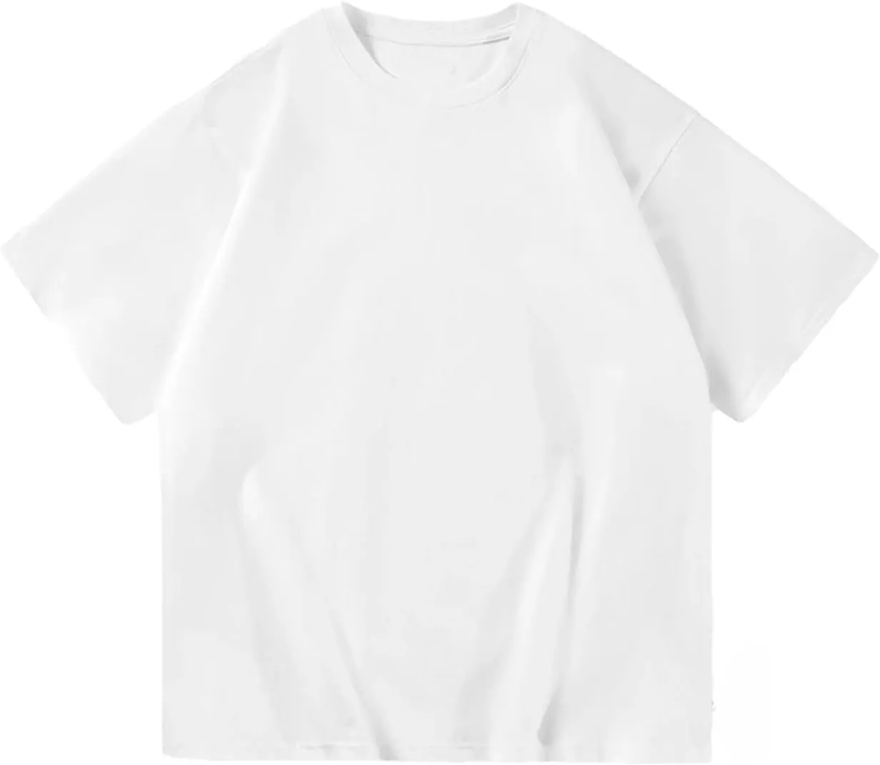 Cotton Shirts Men's Oversized Drop-Shoulder Streetwear Solid Color T-Shirt