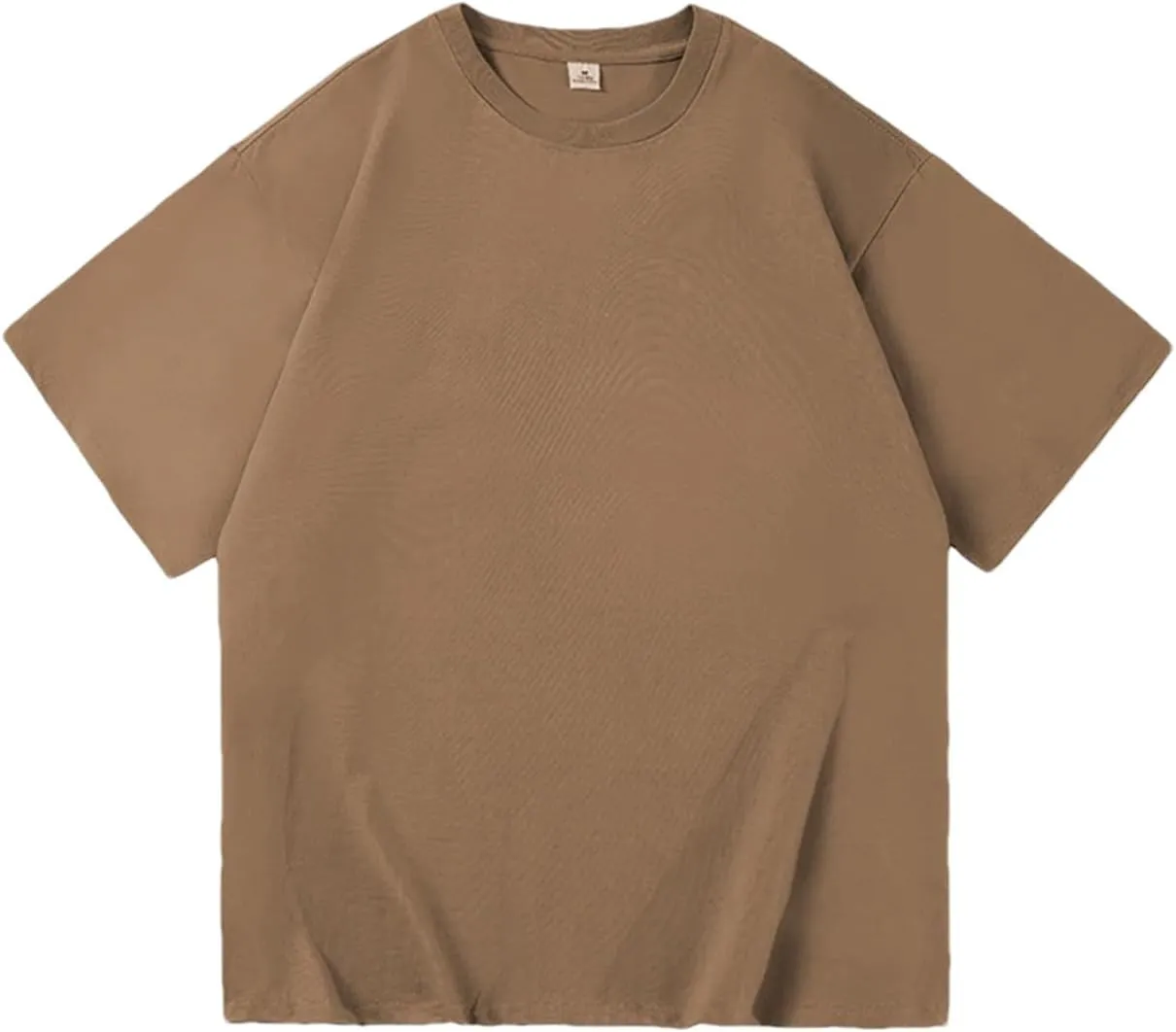 Cotton Shirts Men's Oversized Drop-Shoulder Streetwear Solid Color T-Shirt