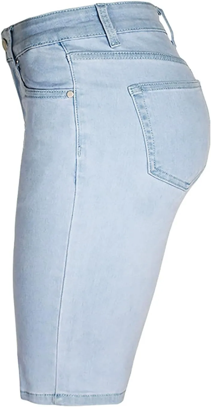 Denim Bermuda Shorts for Women Stretchy High Waisted, Jean Shorts for Teen Girls Baggy Ripped Trendy Casual Y2k Jorts