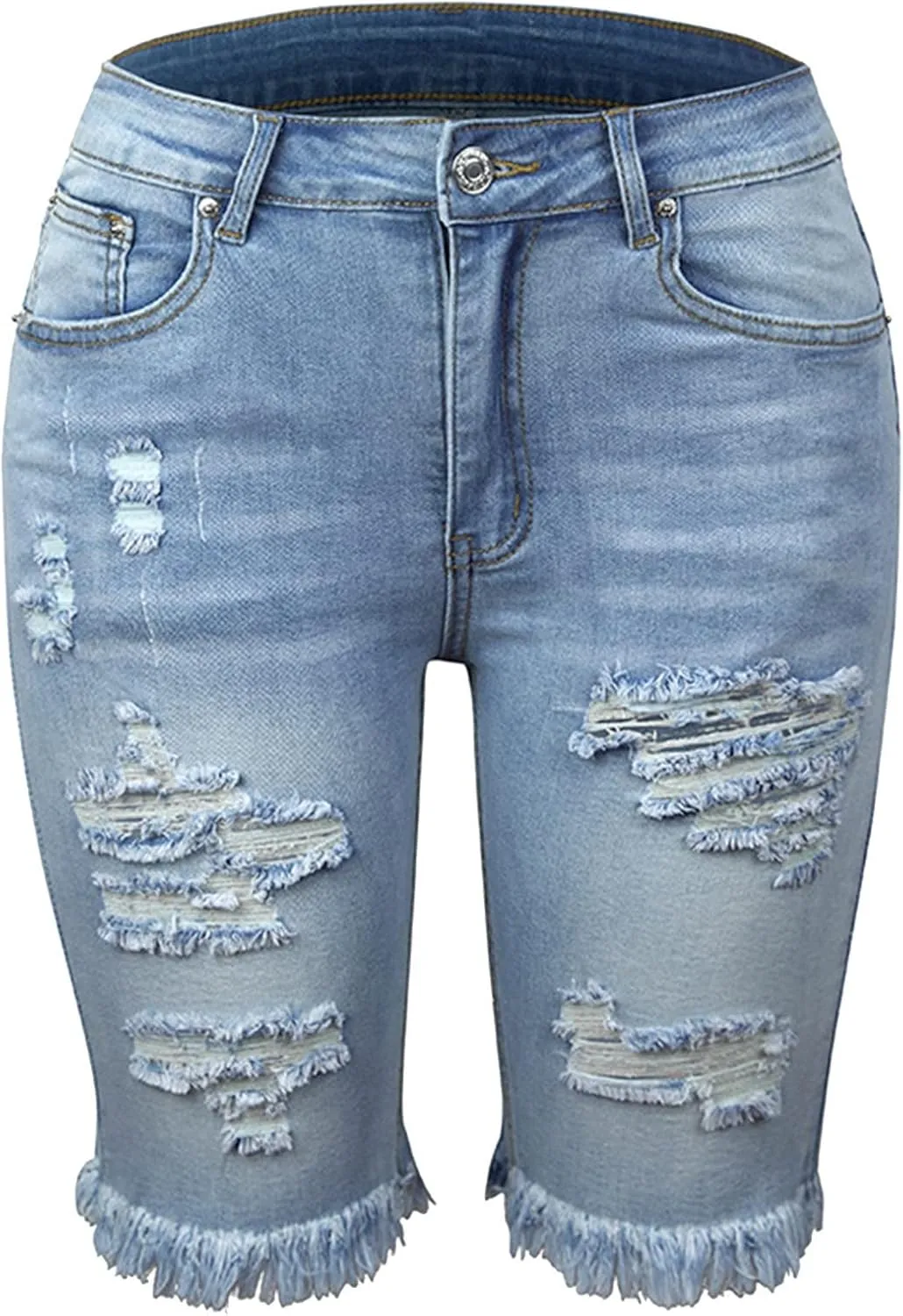 Denim Bermuda Shorts for Women Stretchy High Waisted, Jean Shorts for Teen Girls Baggy Ripped Trendy Casual Y2k Jorts