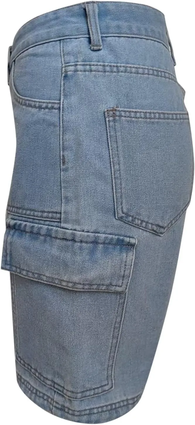 Denim Bermuda Shorts for Women Stretchy High Waisted, Jean Shorts for Teen Girls Ripped Summer Baggy Y2k Trendy Jorts