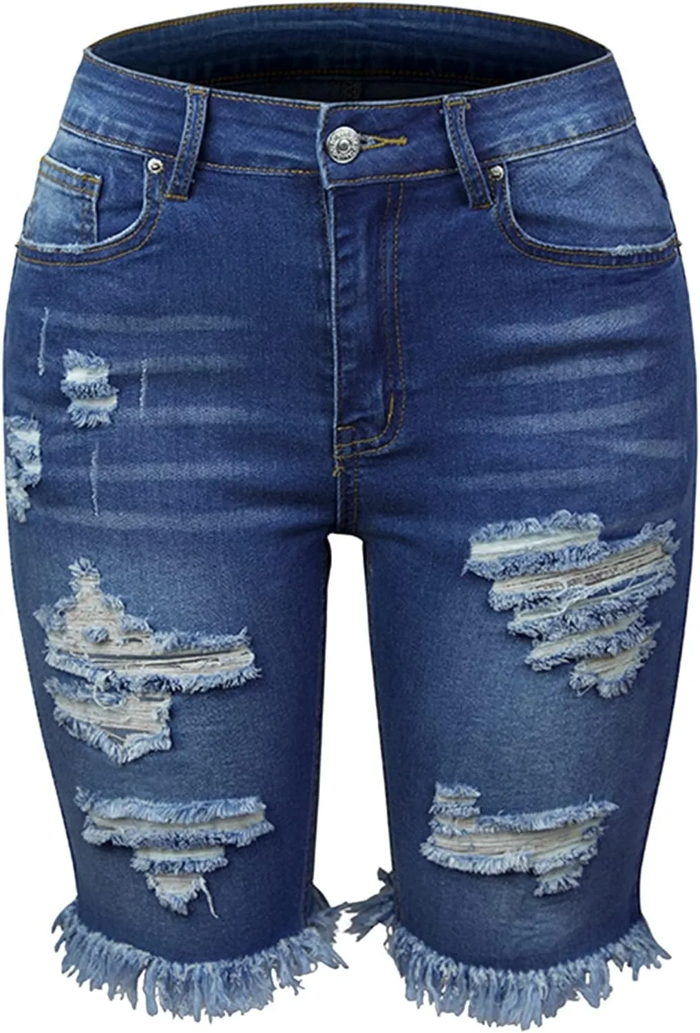 Denim Bermuda Shorts for Women Stretchy High Waisted, Jean Shorts for Teen Girls Ripped Summer Baggy Y2k Trendy Jorts