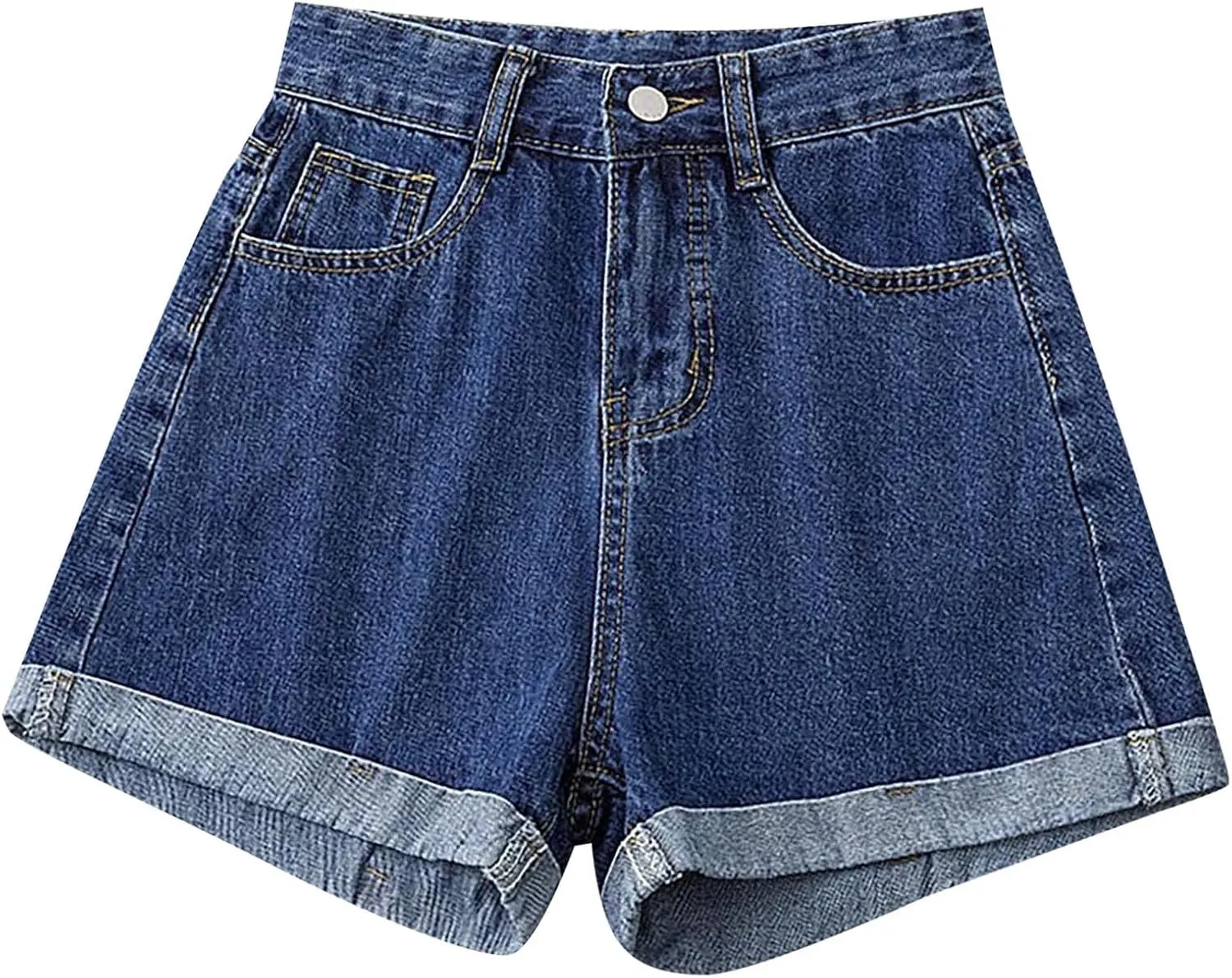 Denim Shorts Women High Waisted Stretchy Button Up A Line Baggy Jeans Shorts Plus Size Wide Leg Classic Hot Jorts for Women