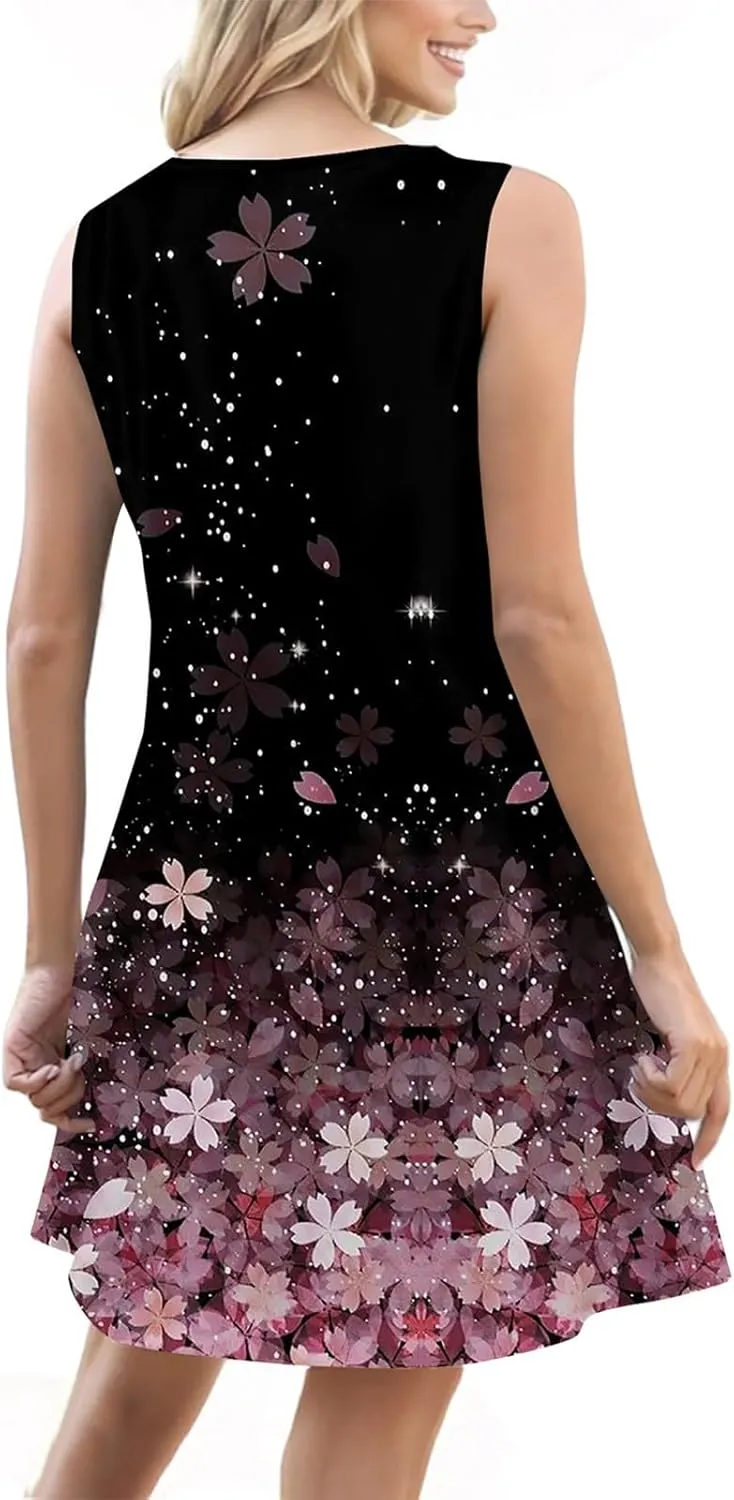 Dresses for Women 2025 Plus Size Sleeveless v Neck Summer Clothes Sundress with Pockets Mini Dresses Sexy Vacation