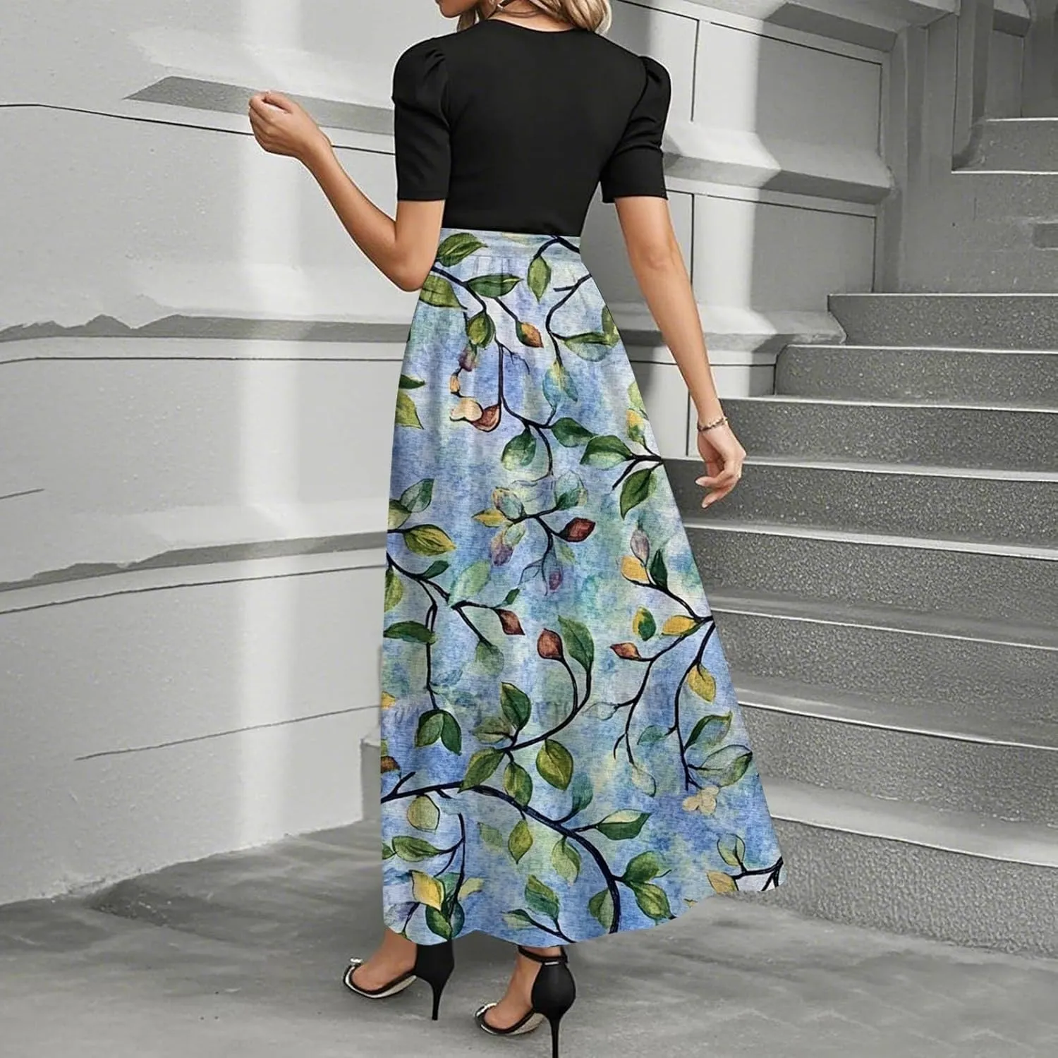 Empire Waist Dress for Women 2025 Summer Elegant Classy Short Sleeve A Line Work Dresses Wedding Guest Wrap Sundress