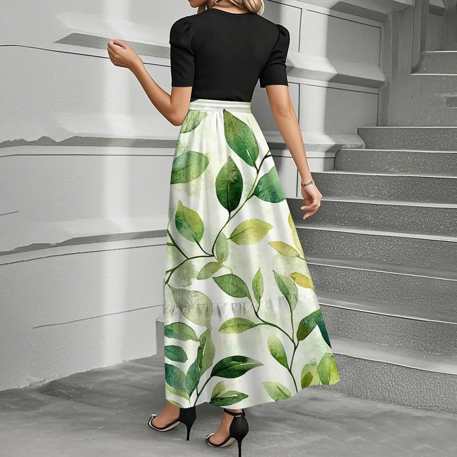 Empire Waist Dress for Women 2025 Summer Elegant Classy Short Sleeve A Line Work Dresses Wedding Guest Wrap Sundress